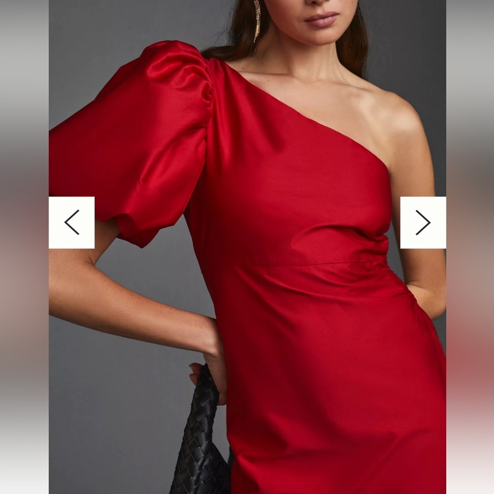 Anthropology Aureta One Shoulder Puff Sleeve Dress - Picture 7 of 9